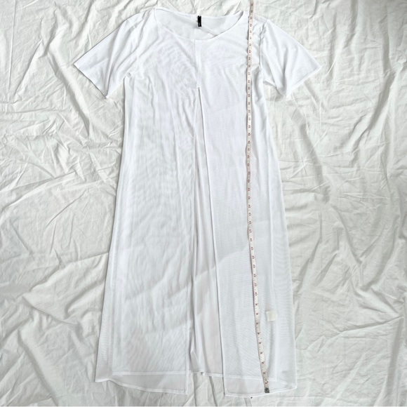White sheer mesh overpiece with front slit - Picture 5 of 6